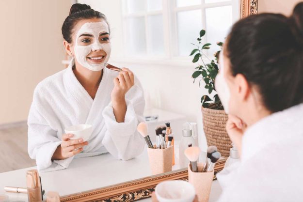 a woman partakes in self care activitives